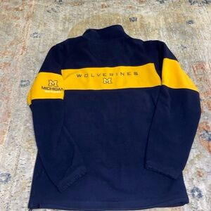 Vintage Michigan Wolverines Pullover Spell Out Embroidered Fleece Quarter Zip S